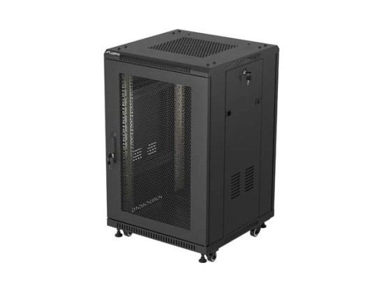DULAP RACK 19" AUTONOM 18U/600X600 (PACHET DEMONTAT) CU UȘĂ DIN PLASĂ, NEGRU, LANBERG