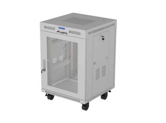 DULAP RACK 19" AUTONOM 15U/600X800 (PACHET DEMONTAT) CU UȘĂ DIN PLASĂ, LCD, GRIS, LANBERG