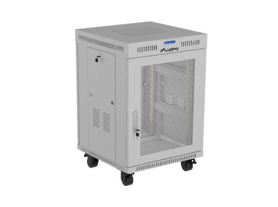 DULAP RACK 19" AUTONOM 15U/600X800 (PACHET DEMONTAT) CU UȘĂ DIN PLASĂ, LCD, GRIS, LANBERG