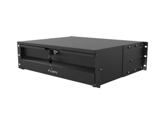 Sertar de 19", 3U/483 x 360 mm, capacitate maximă de încărcare de până la 90 kg, montare în 4 puncte, negru, LANBERG