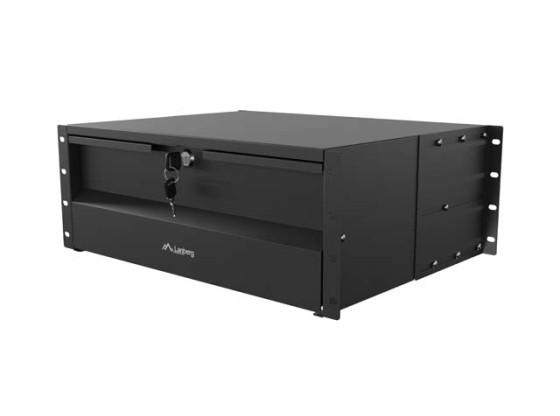 Sertar de 19", 4U / 483 x 360 mm, capacitate maximă de încărcare de până la 90 kg, asamblare în 4 puncte, negru, LANBERG