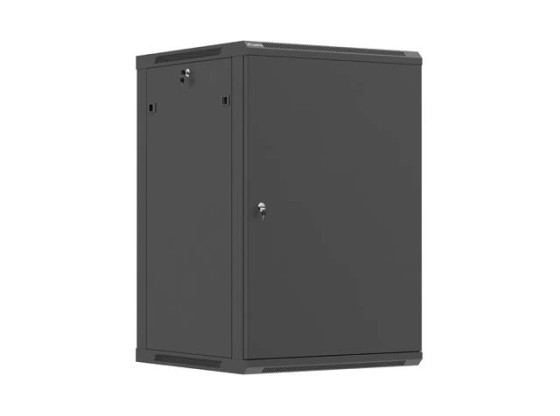 DULAP RACK DE 19", PENTRU MONTARE PE PERETE, 18U/600X600 (PACHET DEMONTAT) CU UȘĂ METALICĂ NEGRĂ LANBERG