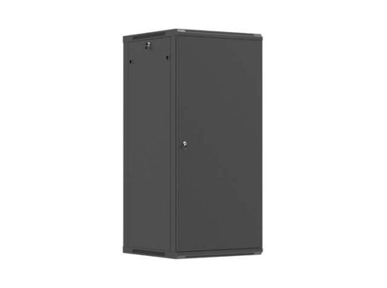 DULAP RACK DE 19", PENTRU MONTARE PE PERETE, 27U/600X600 (PACHET DEMONTAT) CU UȘĂ METALICĂ NEGRĂ LANBERG