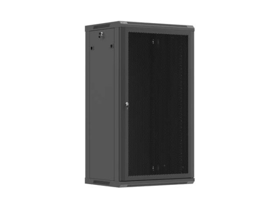 DULAP RACK DE 19", PENTRU MONTARE PE PERETE, 22U/600X450 (PACHET DEMONTAT) CU UȘĂ PERFORATĂ, NEGRU, LANBERG