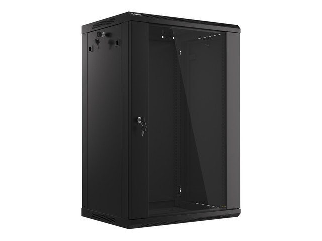DULAP RACK 19" CU MONTARE PE PERETE 18U/600X450 (PACHET PLAT) CU UȘĂ DE STICLĂ NEGRU LANBERG V2