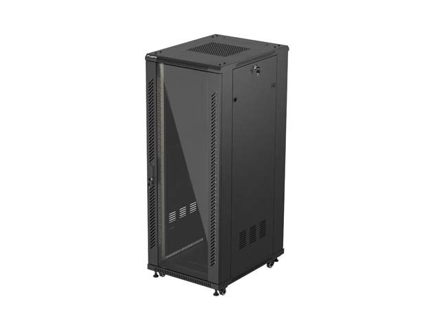 DULAP RACK 19" LIBER 32U/600X800 (PACHET PLAT) CU UȘĂ DIN STICLĂ NEGRU LANBERG