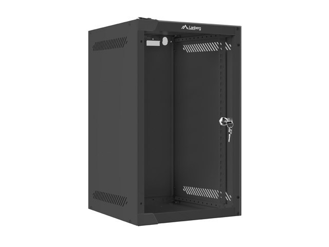 DULAP RACK 10" CU MONTARE PE PERETE 9U/280X310 (PACHET PLAT) CU UȘĂ DIN STICLĂ NEGRU LANBERG