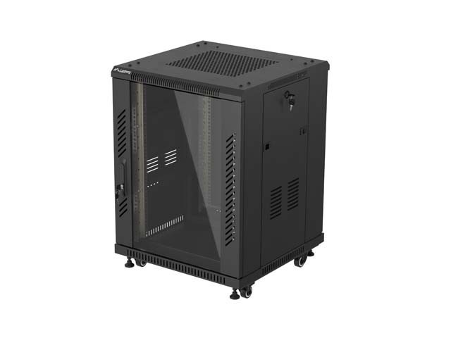 RACK DE INSTALARE 19" 15U 600X600 NEGRU UȘĂ DE STICLĂ LANBERG (PACHET PLAT)