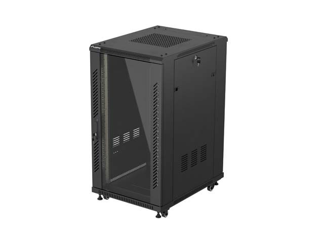 DULAP DE INSTALARE RACK 19" 22U 600X800 NEGRU STICLA USA LANBERG (PACHET PLAT)