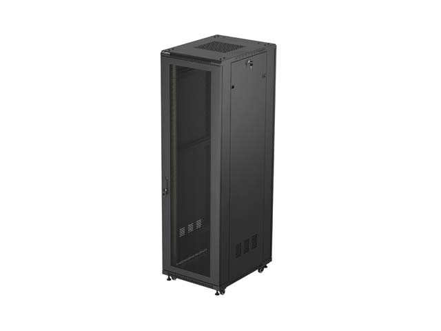 DULAP RACK 19" CU RAFTURI 42U/600X800 (PACHET PLAT) CU UȘĂ CU PLASĂ NEAGRĂ LANBERG