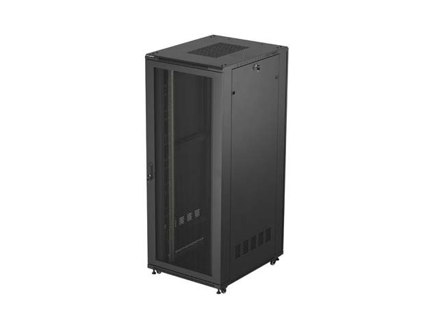 DULAP RACK 19" CU RAFTURI 42U/800X1000 (PACHET PLAT) CU UȘĂ CU PLASĂ NEAGRĂ LANBERG