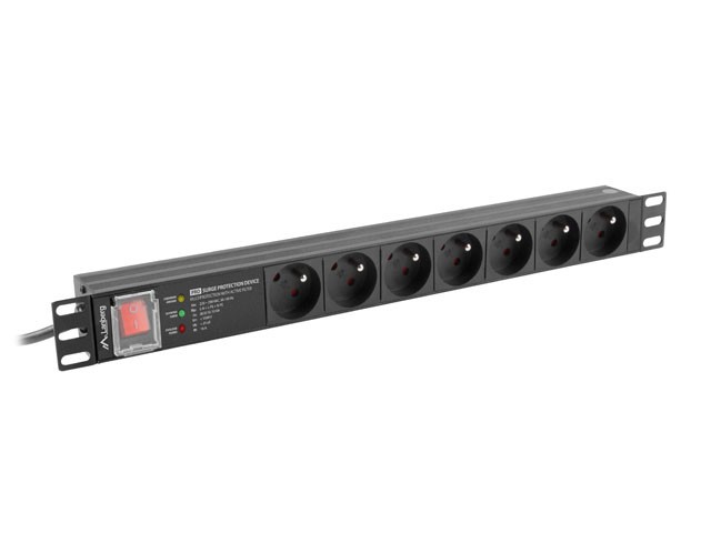 UNITATE DE DISTRIBUȚIE A ENERGIEI (PDU) PRO 19" LANBERG 1U 16A 2M 7X PRIZE FRANCEZE SPD-3MP NEGRU