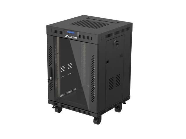 DULAP RACK 19" LIBER 15U/600X600 (PACHET PLAT) CU UȘĂ DIN STICLĂ LCD NEGRU LANBERG V2