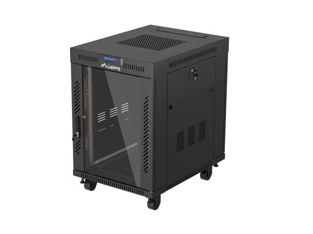 DULAP RACK 19" LIBER 15U/600X800 (PACHET PLAT) CU UȘĂ DIN STICLĂ LCD NEGRU LANBERG V2