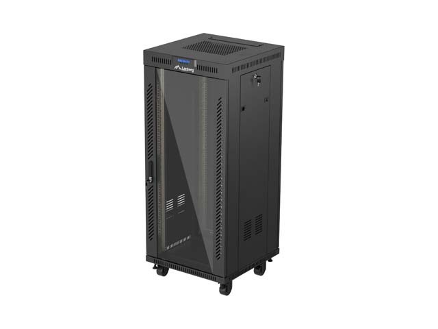DULAP RACK 19" LIBER 27U/600X600 (PACHET PLAT) CU UȘĂ DIN STICLĂ LCD NEGRU LANBERG V2