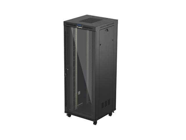 DULAP RACK 19" LIBER 42U/800X800 (PACHET PLAT) CU UȘĂ DE STICLĂ LCD NEGRU LANBERG V2
