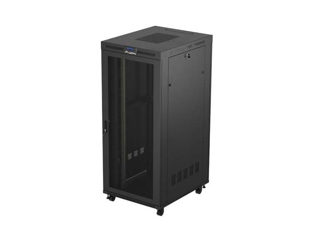DULAP RACK 19" CU RAFTURI 37U/800X1000 (PACHET PLAT) NEGRU CU UȘĂ DE STICLĂ LCD LANBERG V2