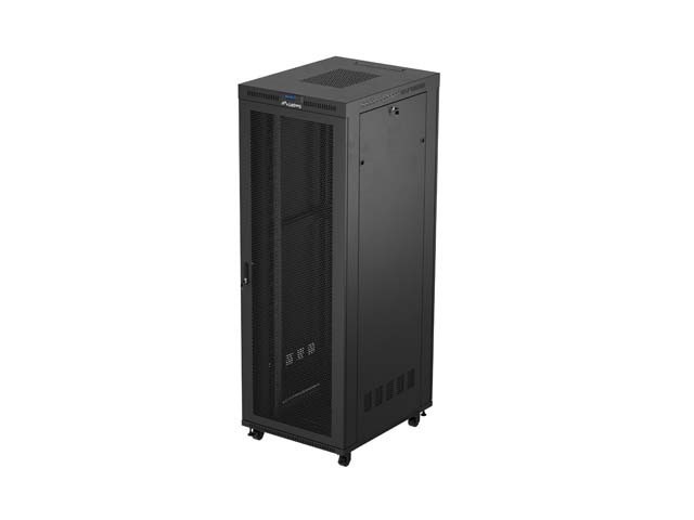 DULAP RAFT 19" CU RAFTURI DE 19", INDEPENDENT 47U/800X1000 (PACHET PLAT) CU UȘĂ CU PLASĂ LCD NEGRU LANBERG V2