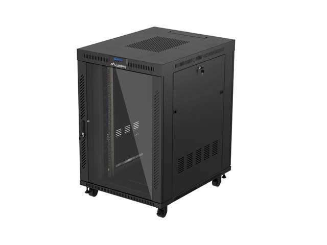 DULAP DE INSTALARE RACKMOUNT 19" 22U 800X1000 NEGRU STICLA USA LCD LANBERG (PACHET PLAT) V2