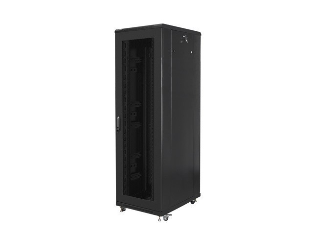 DULAP RACK 19" LIBER 42U/800X800 CU UȘĂ PERFORATĂ BLACK LANBERG (ASAMBLAT)