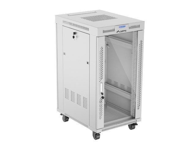RACK DE INSTALARE 19" 22U 600X800 GRI UȘĂ DE STICLĂ LCD LANBERG (PACHET PLAT) V2