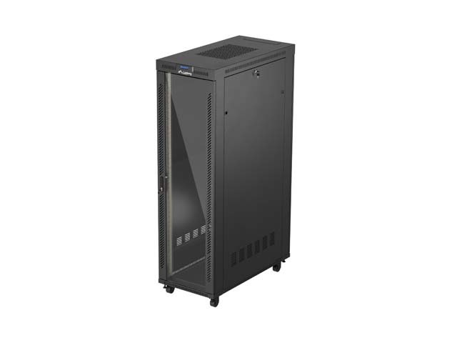 RACK DE INSTALARE 19" 42U 600X1200 NEGRU UȘĂ DE STICLĂ LCD LANBERG (PACHET PLAT) V2
