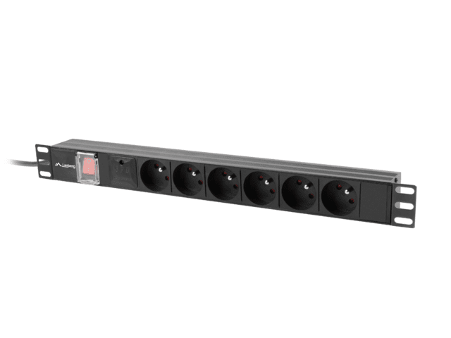 POWER STRIP RACK PDU 19" LANBERG 1U 10A 6X 230V PL 2M NEGRU C14