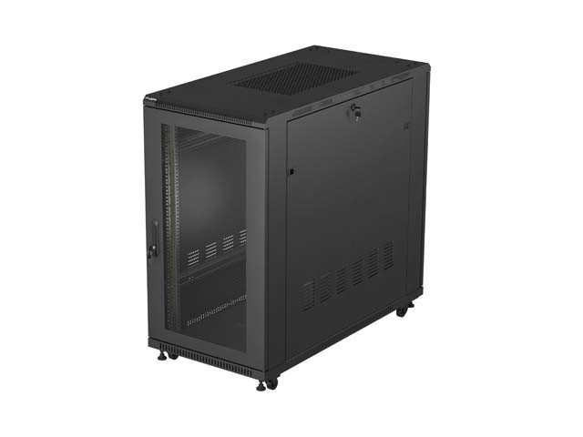 DULAP DE INSTALARE RACK 19" 22U 600X1200 NEGRU PERFORAT UȘĂ LANBERG (PACHET PLAT)