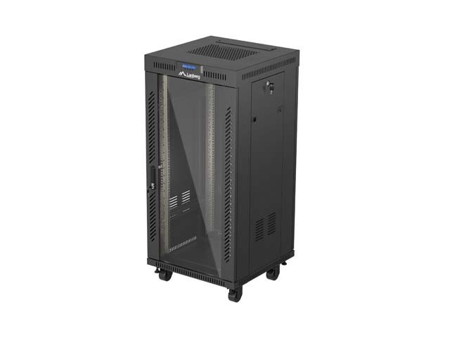 RACK DE INSTALARE 19" 24U 600X600 NEGRU UȘĂ DE STICLĂ LCD LANBERG (PACHET PLAT) V2